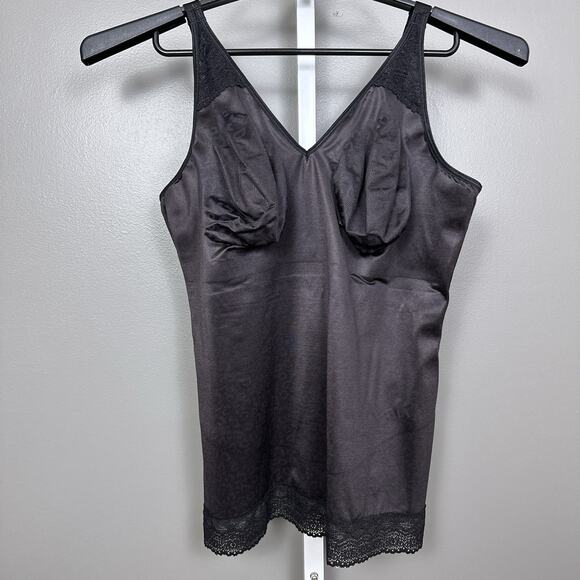 Ruby Ribbon Pin Up Cami Camisole Cheetah Tonal Black Size 46 Sleeveless Top Lace - Picture 2 of 9